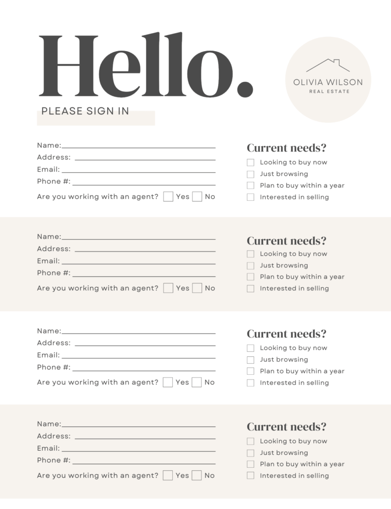 How To Create An Effective Open House Sign In Sheet Market Leader