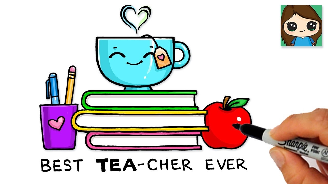 How To Draw Best TEAcher Ever Cute Pun Art YouTube