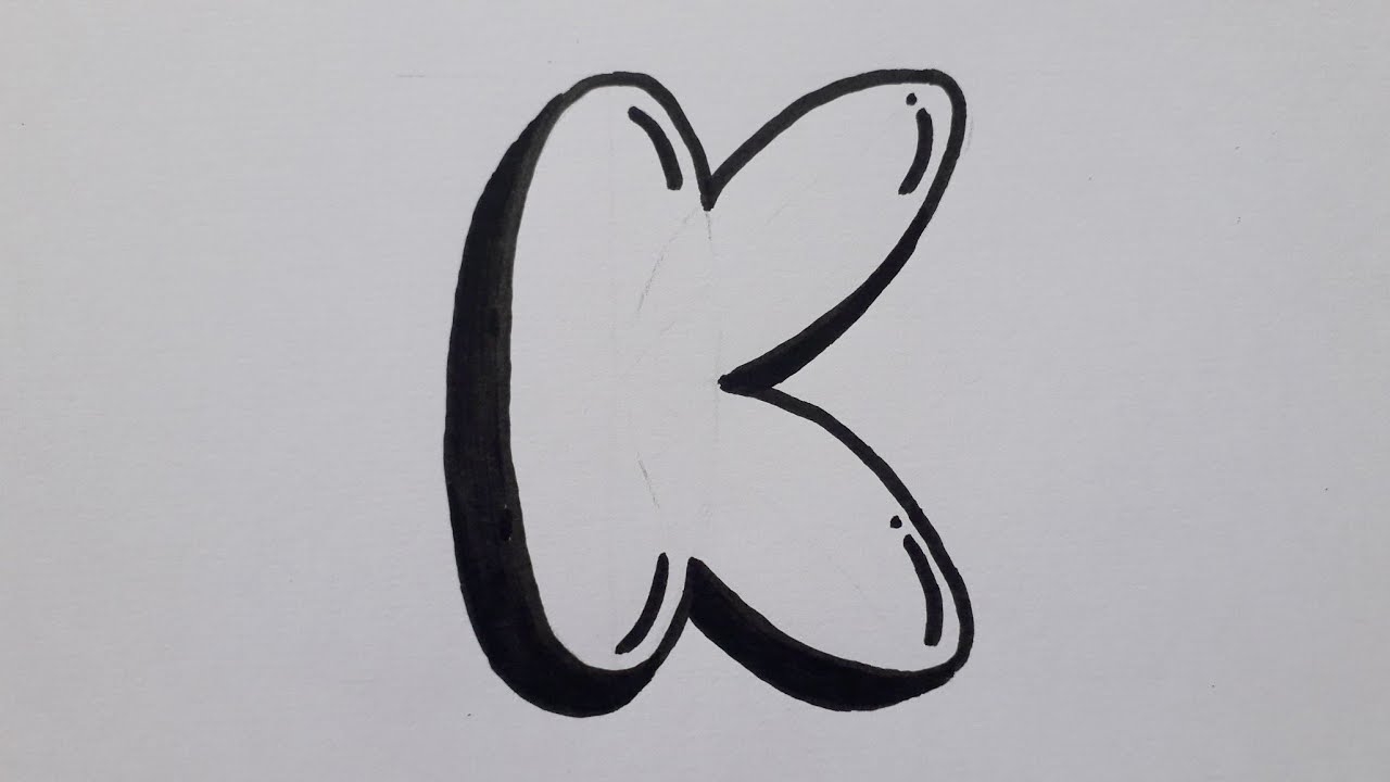 How To Draw Graffiti Bubble Letter K Easy Drawing Capital Letters For Beginners Art On Paper YouTube