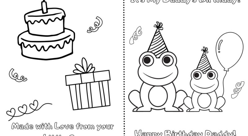 It s My Daddy s Birthday Printable Foldable Kid Birthday Card To Color Dad Son Or Daughter Frogs Etsy