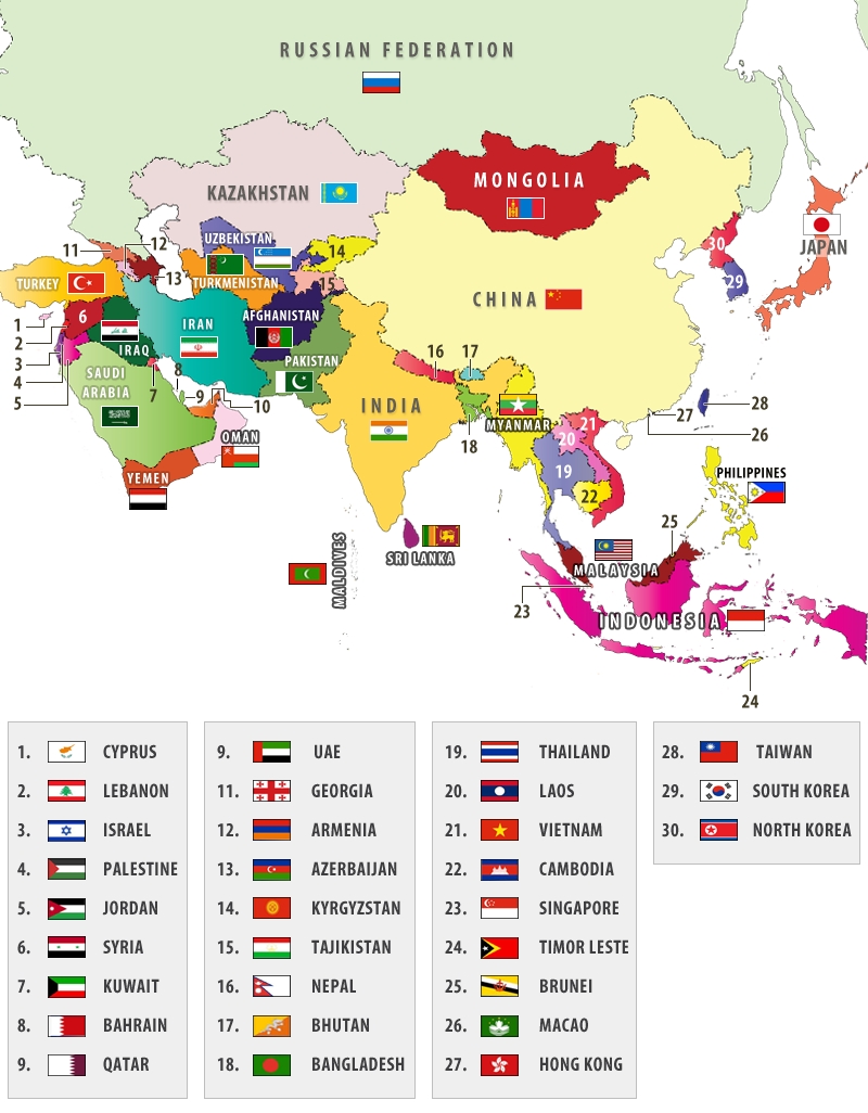 List Of Countries In Asia Countries In Asia