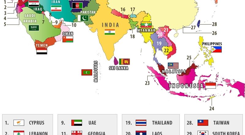 List Of Countries In Asia Countries In Asia