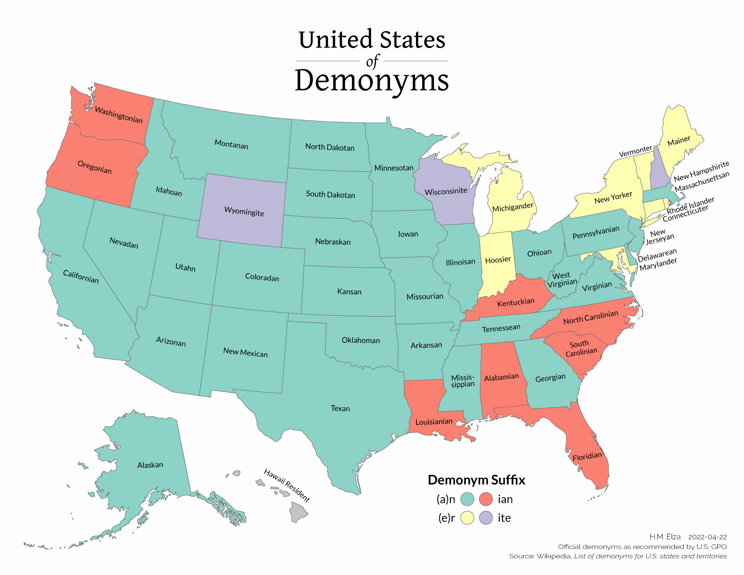 List Of Demonyms For U S States And Territories Wikipedia