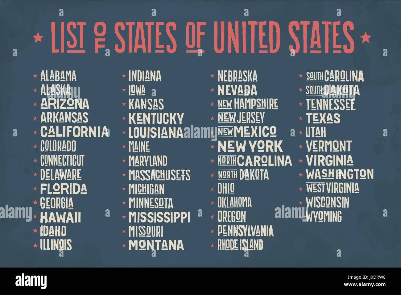 List Of States Of United States Of America Stock Vector Image Art Alamy List Of States Of United States Of America Stock Vector Image Art Alamy