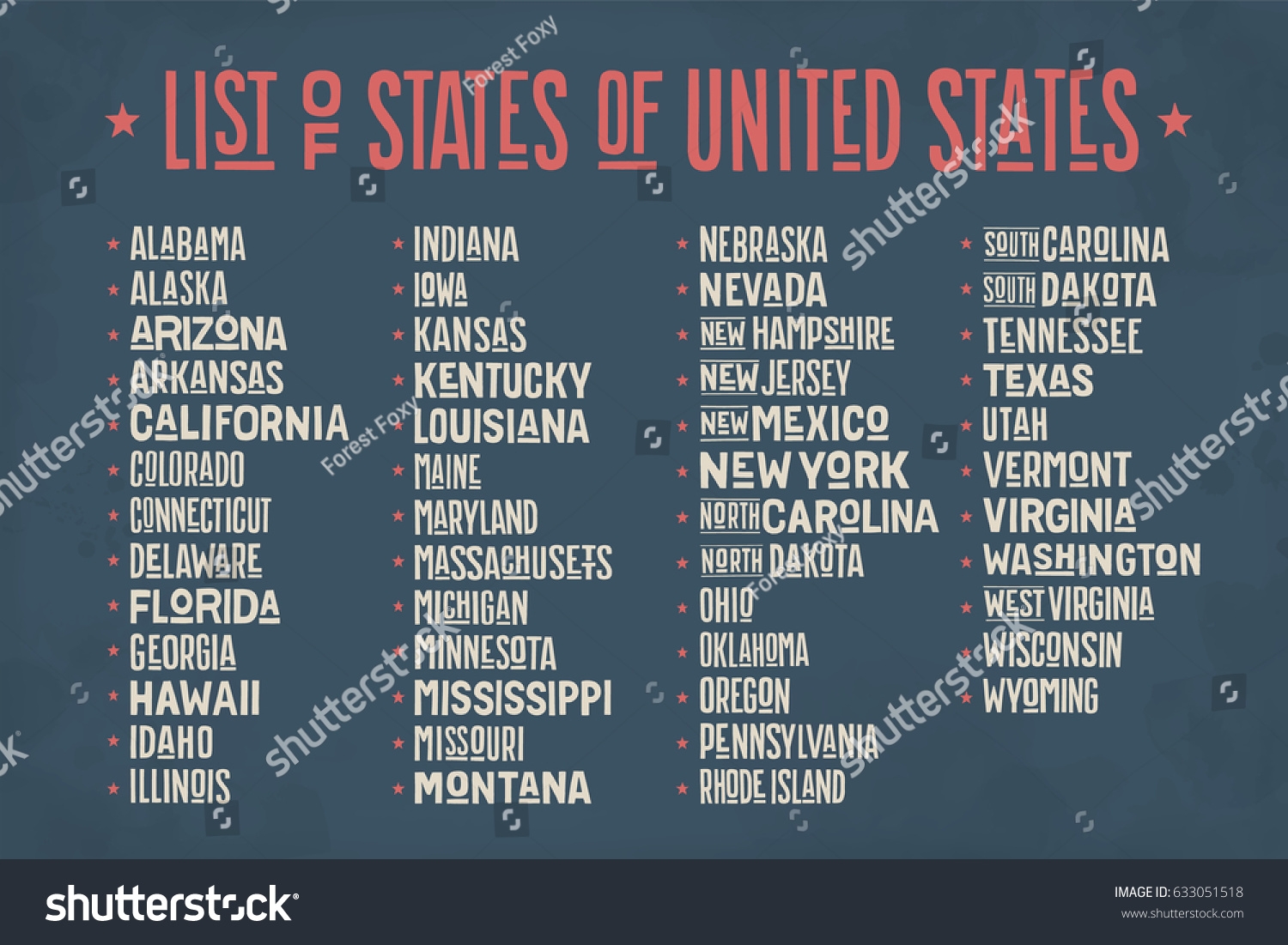 List States United States America State Stock Illustration 633051518 Shutterstock