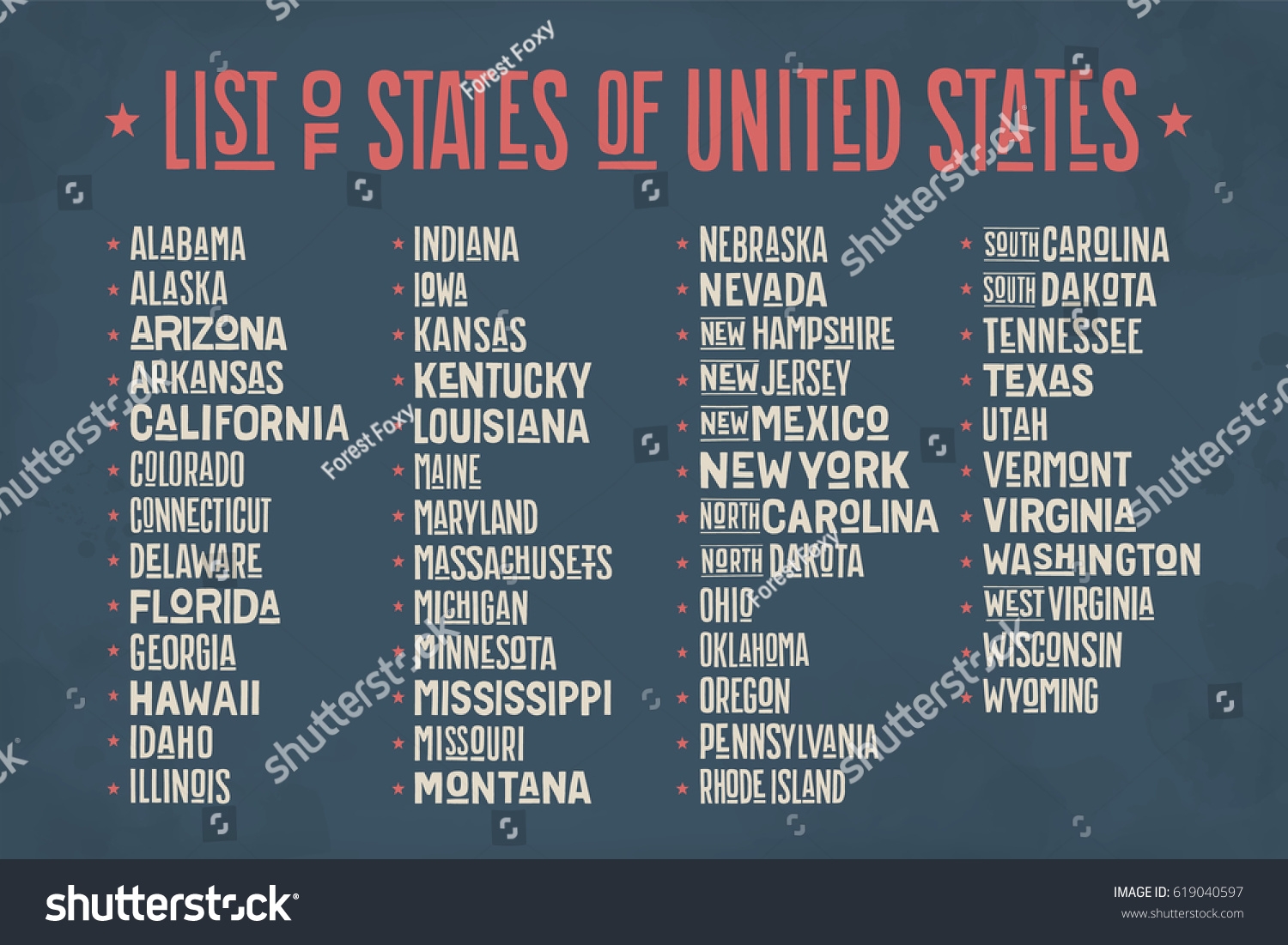 names the states of america