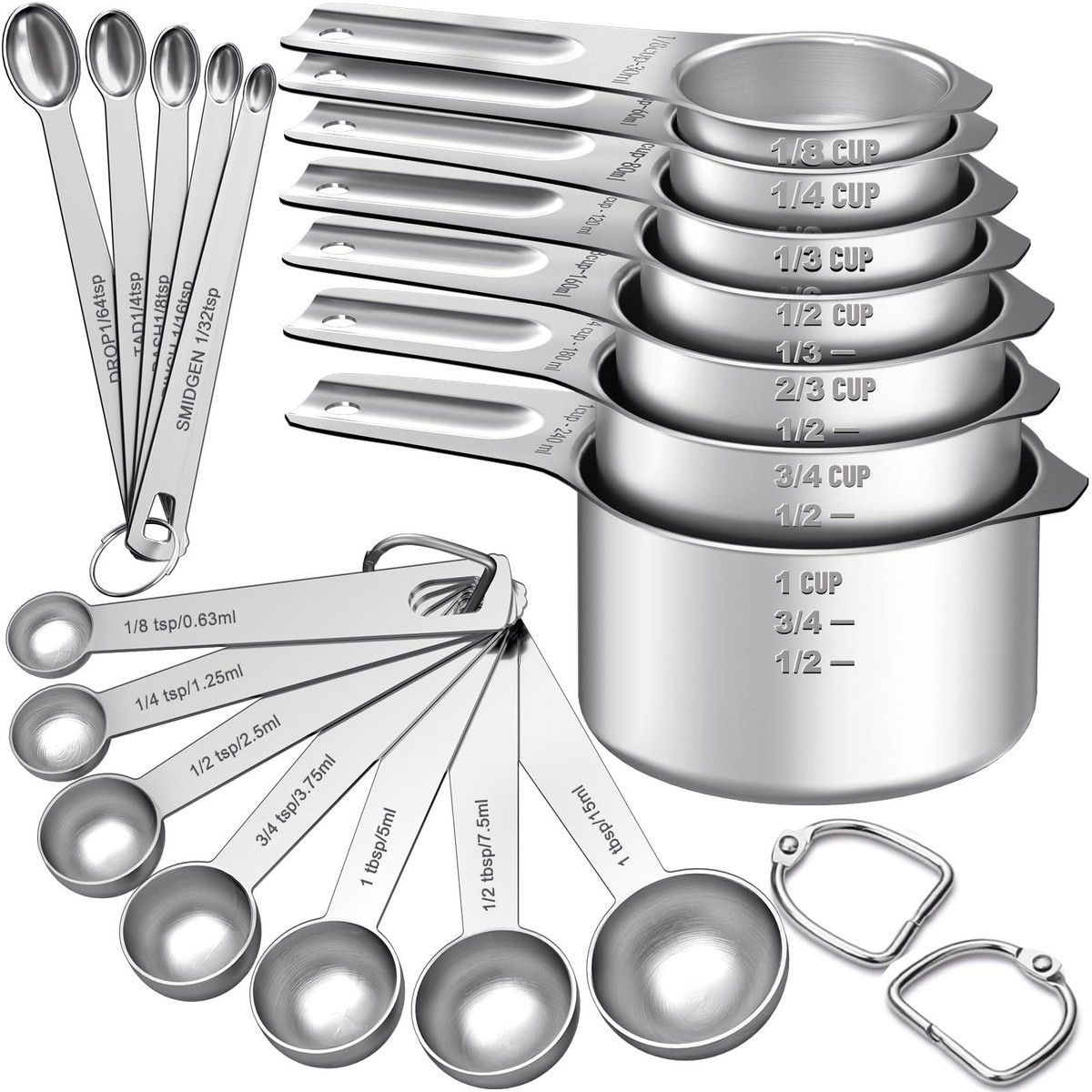 Measuring Cups And Spoons Set 7 Stainless Steel Nesting Measuring Cups 7 S EBay