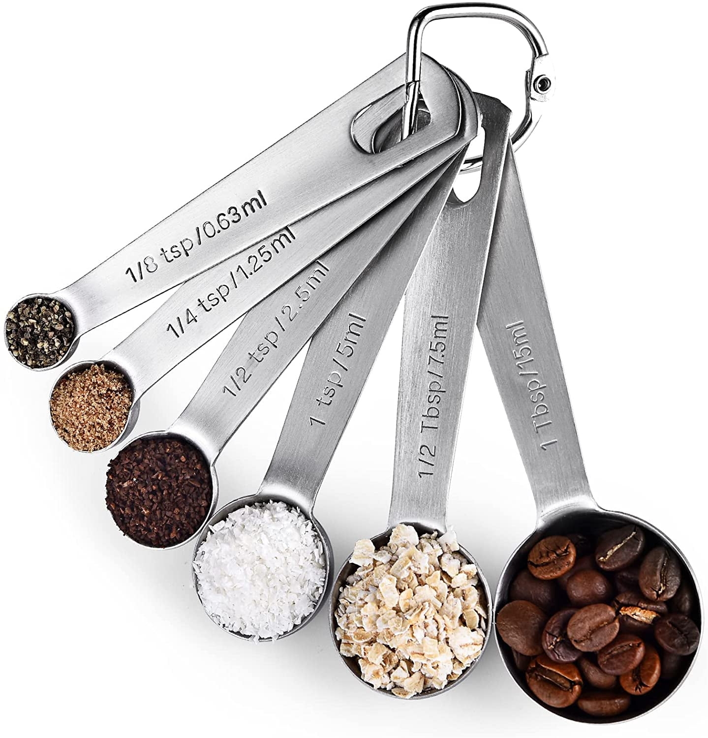 Measuring Spoons U Taste 18 8 Stainless Steel Measuring Spoons Set Of 6 Piece 1 8 Tsp 1 4 Tsp 1 2 Tsp 1 Tsp 1 2 Tbsp 1 Tbsp Dry And Liquid Ingredients Walmart Business Supplies