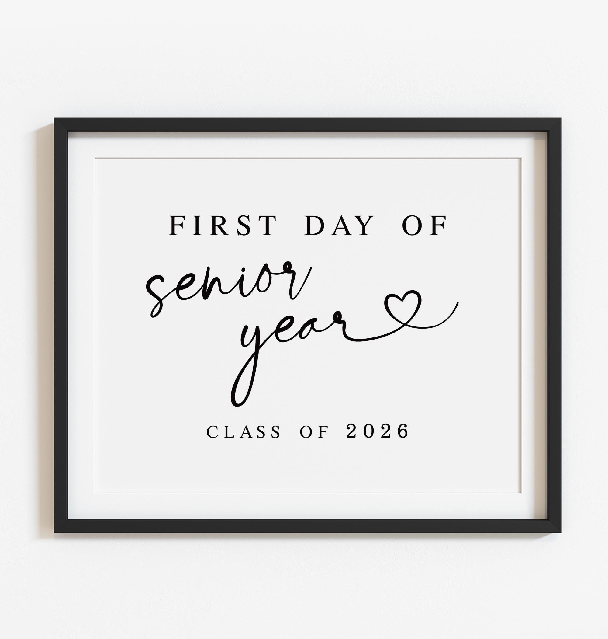 Minimalist First Day Of Senior Year Sign Printable Modern Back To School Class Of 2026 12th Grade Digital File Instant Download S1 Etsy