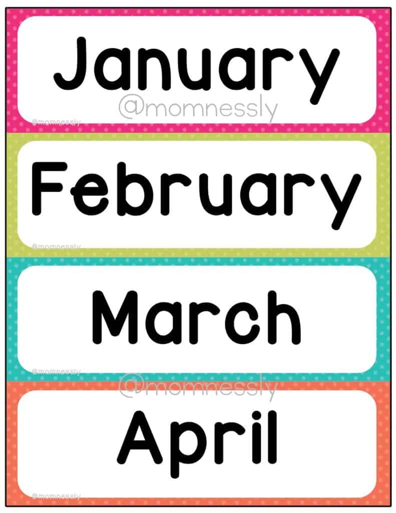 Month Of The Year Printables Printable Party Favors