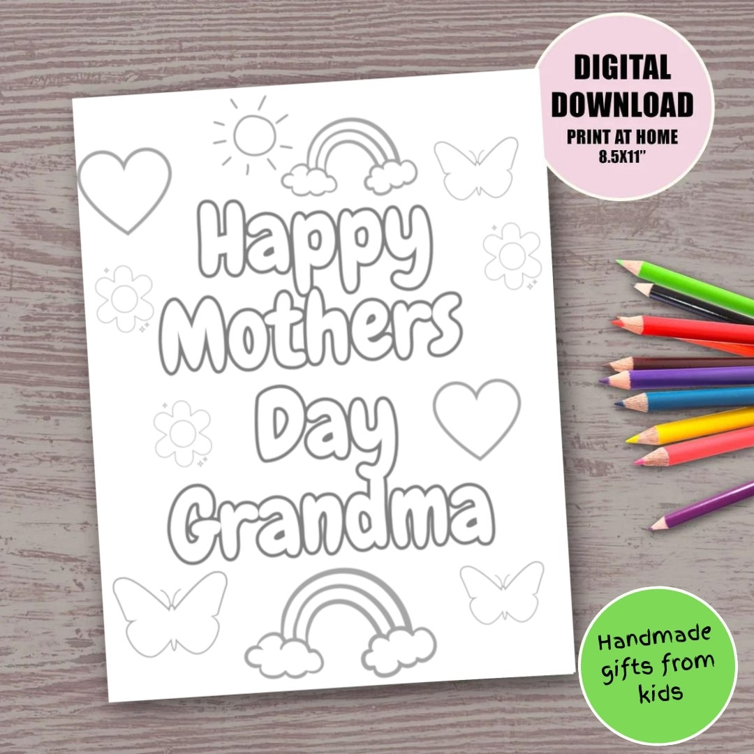 Mother s Day Grandma Coloring Page DIY Gift From Kids digital Download Etsy Mother s Day Grandma Coloring Page DIY Gift From Kids digital Download Etsy