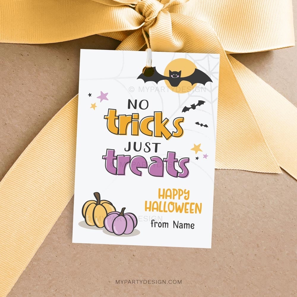 No Tricks Just Treats Halloween Tags Printable PDF My Party Design No Tricks Just Treats Halloween Tags Printable PDF My Party Design