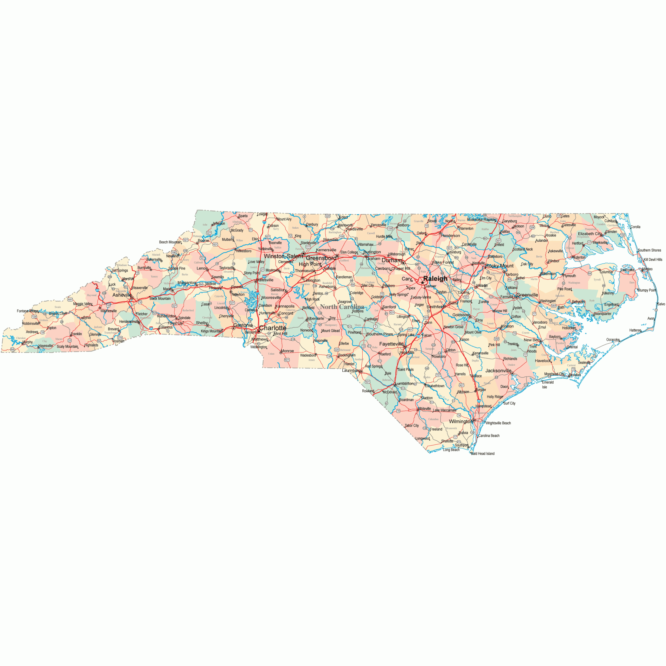 printable map of north carolina