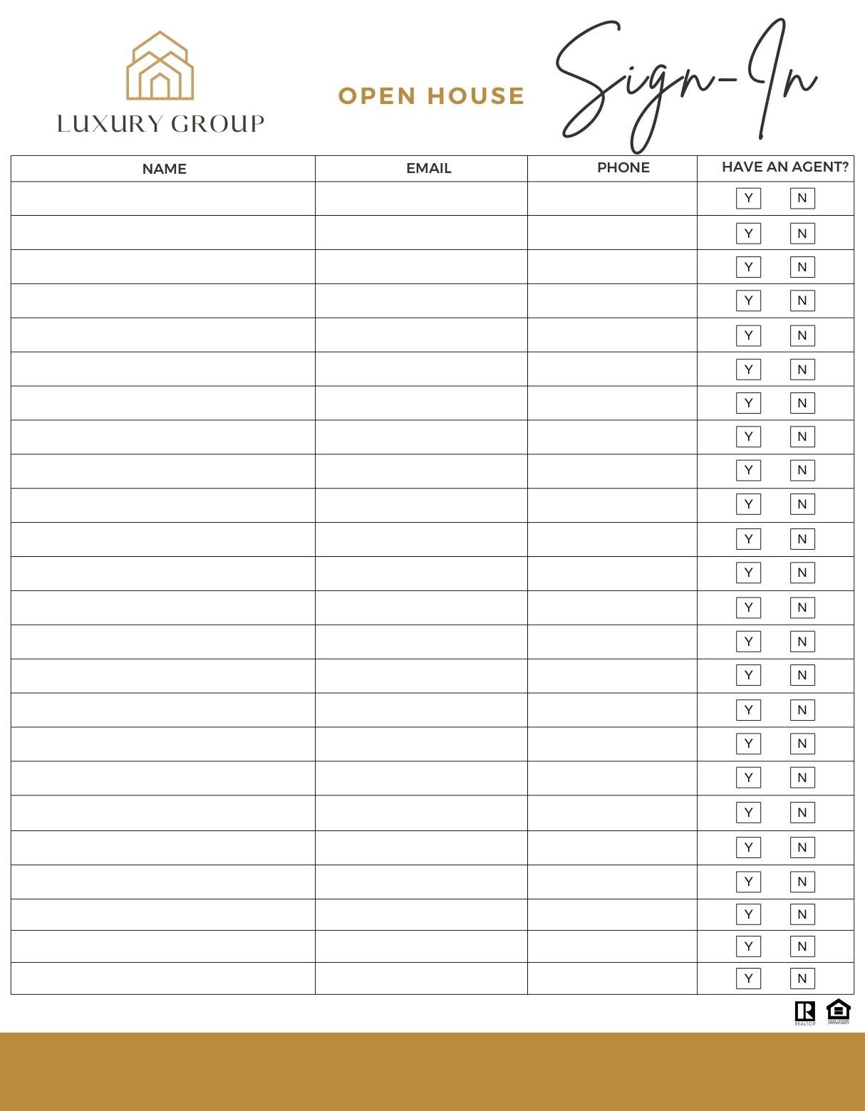Open House Sign In Sheet