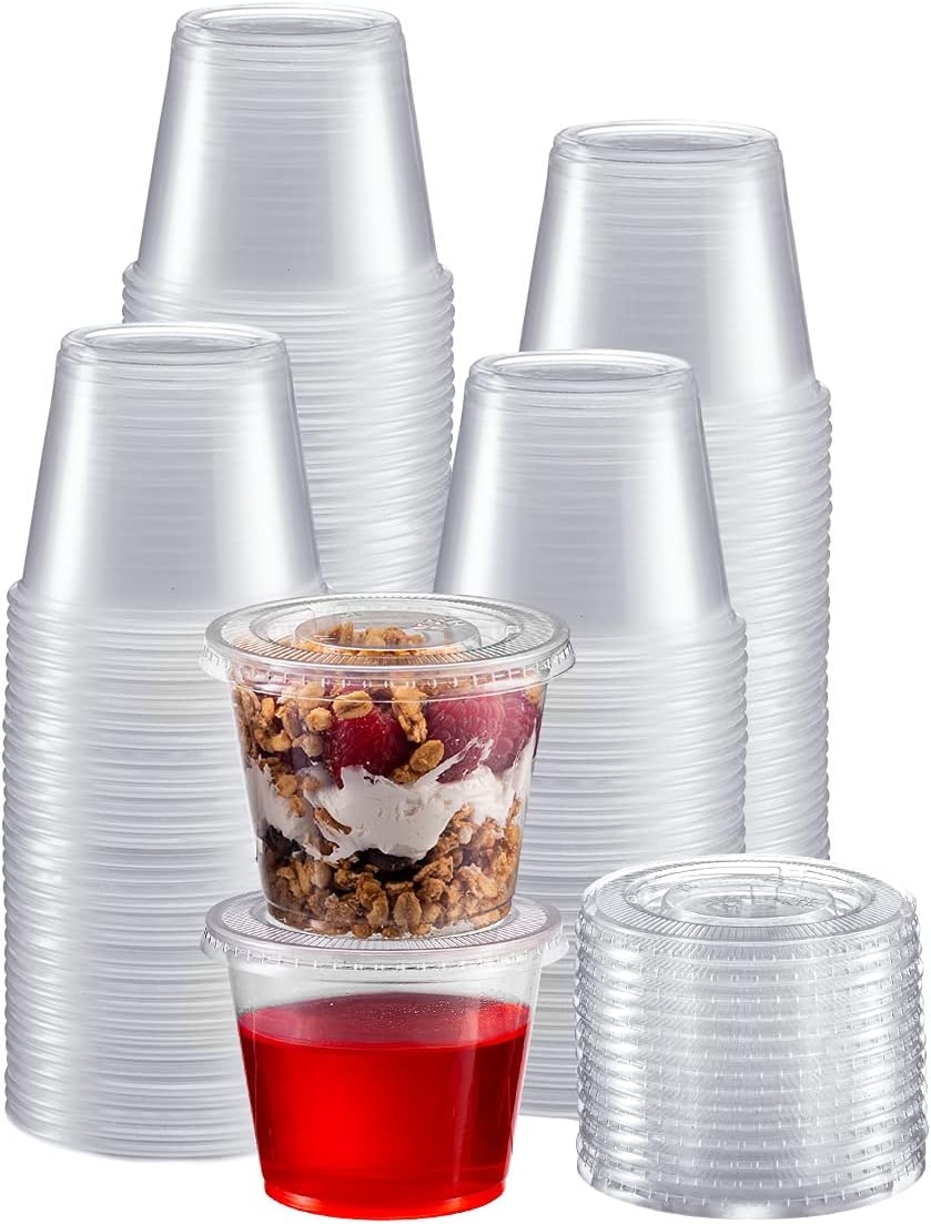 Portion Cups With Lids 5 5 Ounces 200 Pack Disposable 5 5 Oz Clear EBay