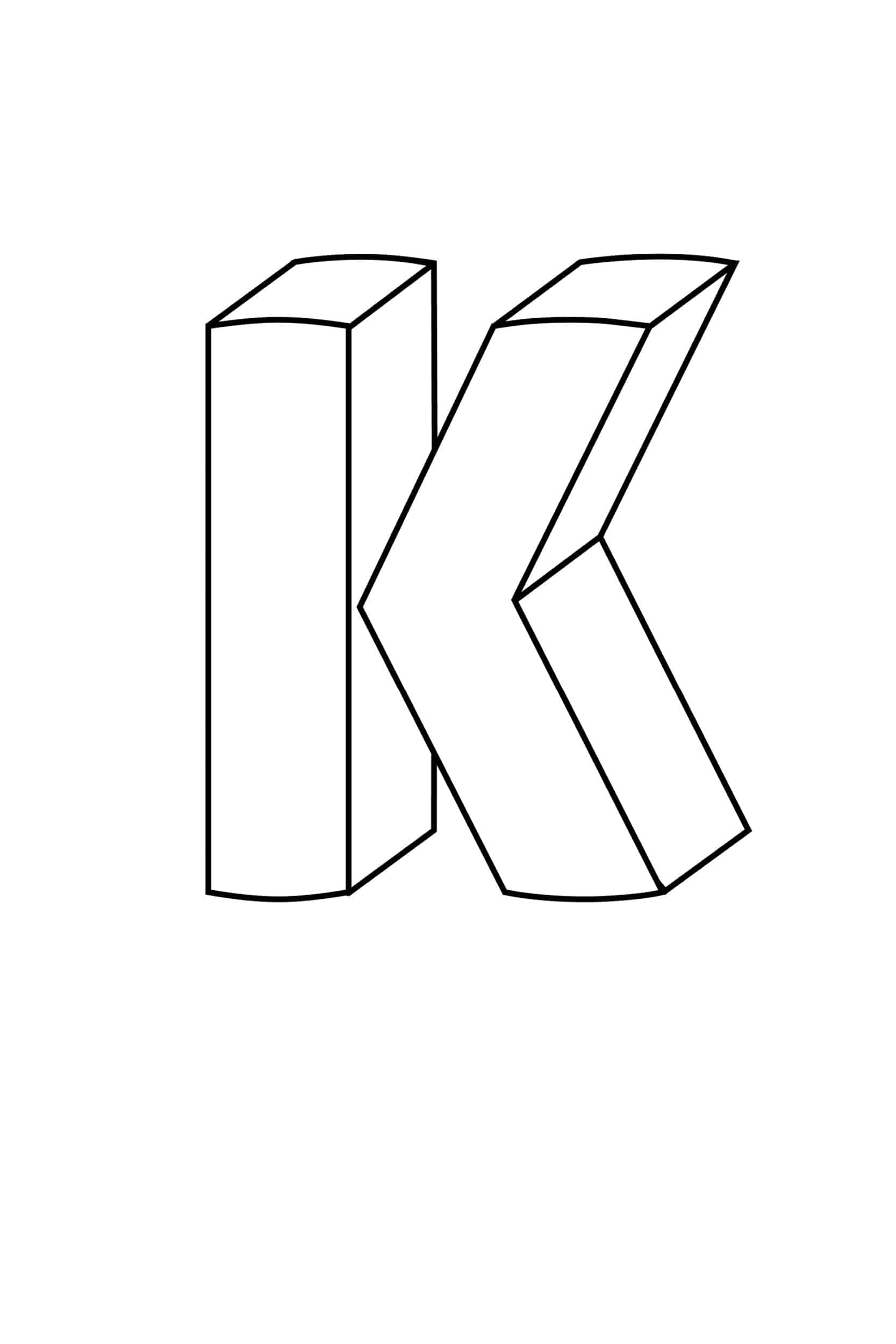 Printable 3D Bubble Letter K