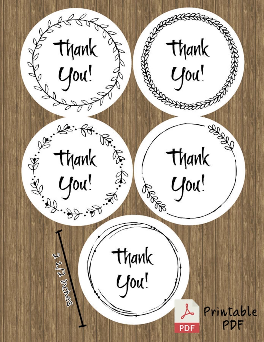 Printable Circular Thank You Tags Template In 5 Styles Downloadable PDF Favor Thank You Tags Thank You Printable Thank You Tag Etsy