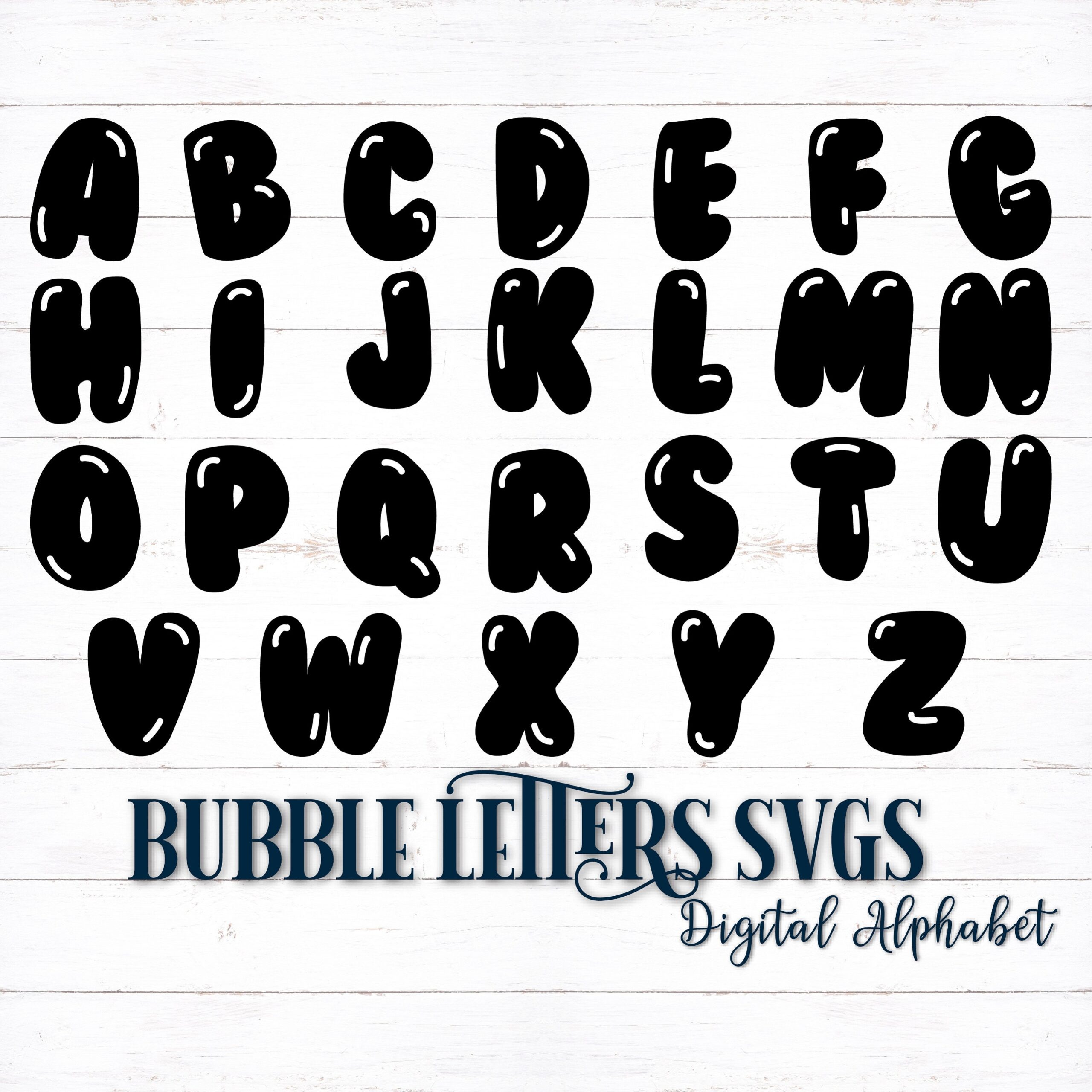 Printable Digital Alphabet Letters Bubble Letters Bubble Alphabet Alphabet PDF Alphabet SVG Alphabet Cartoon Alphabet Etsy