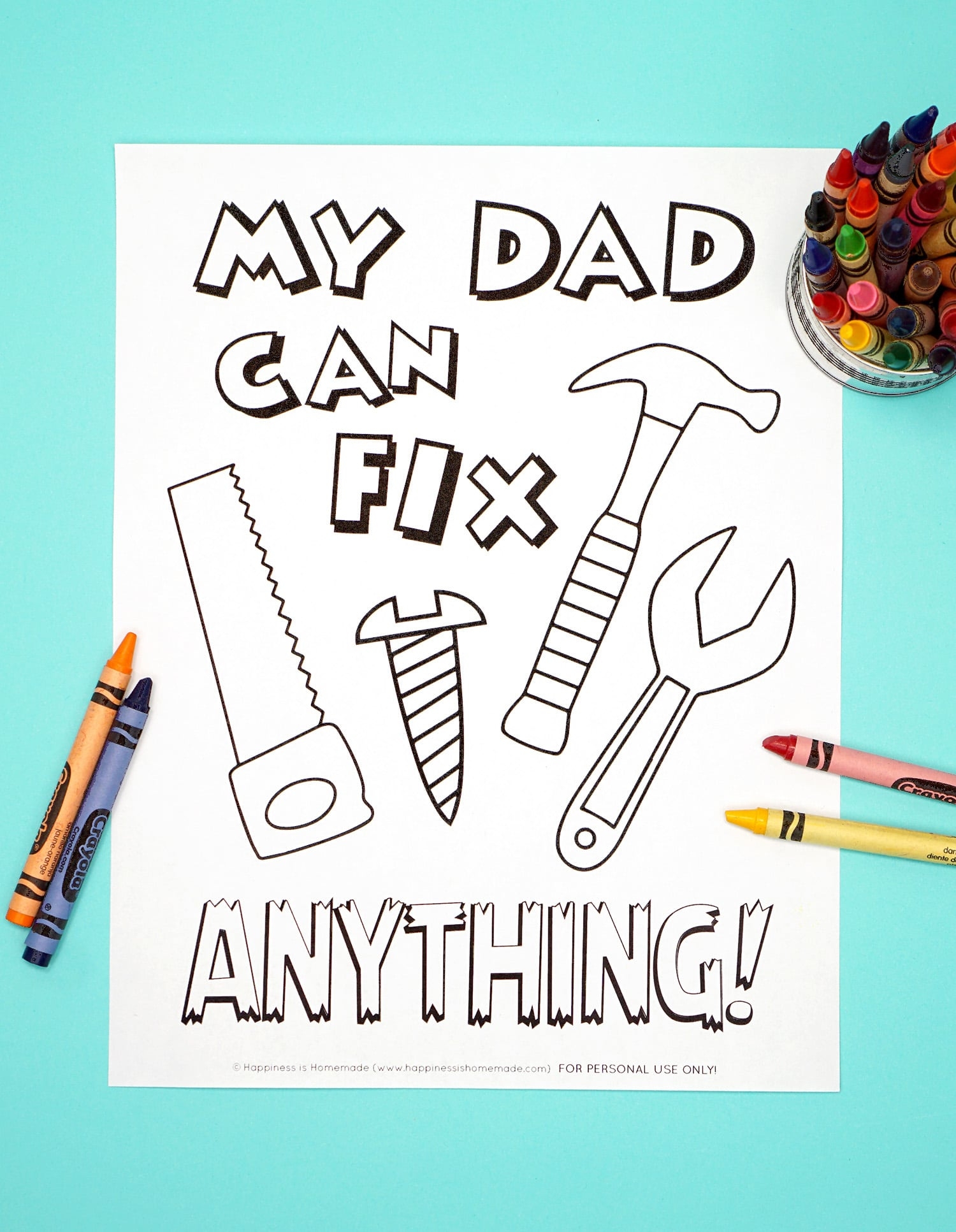 Printable Father s Day Card Coloring Page Happiness Is Homemade