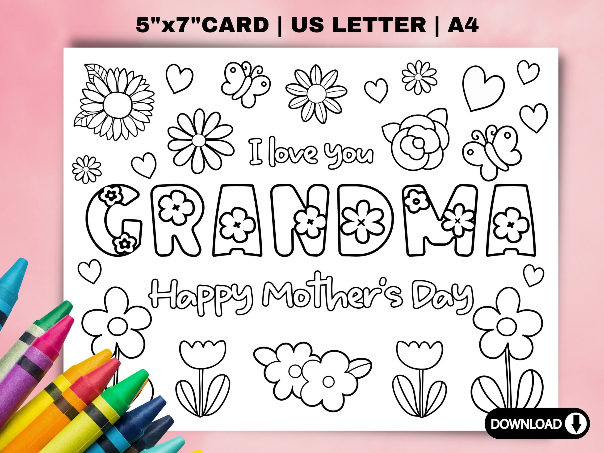 Printable Grandma Mothers Day Coloring Card For Kids Mothers Day DIY Gift Craft Classroom For Grandmother Children s Mothers Day DIY Card Etsy Australia Printable Grandma Mothers Day Coloring Card For Kids Mothers Day DIY Gift Craft Classroom For Grandmother Children s Mothers Day DIY Card Etsy Australia
