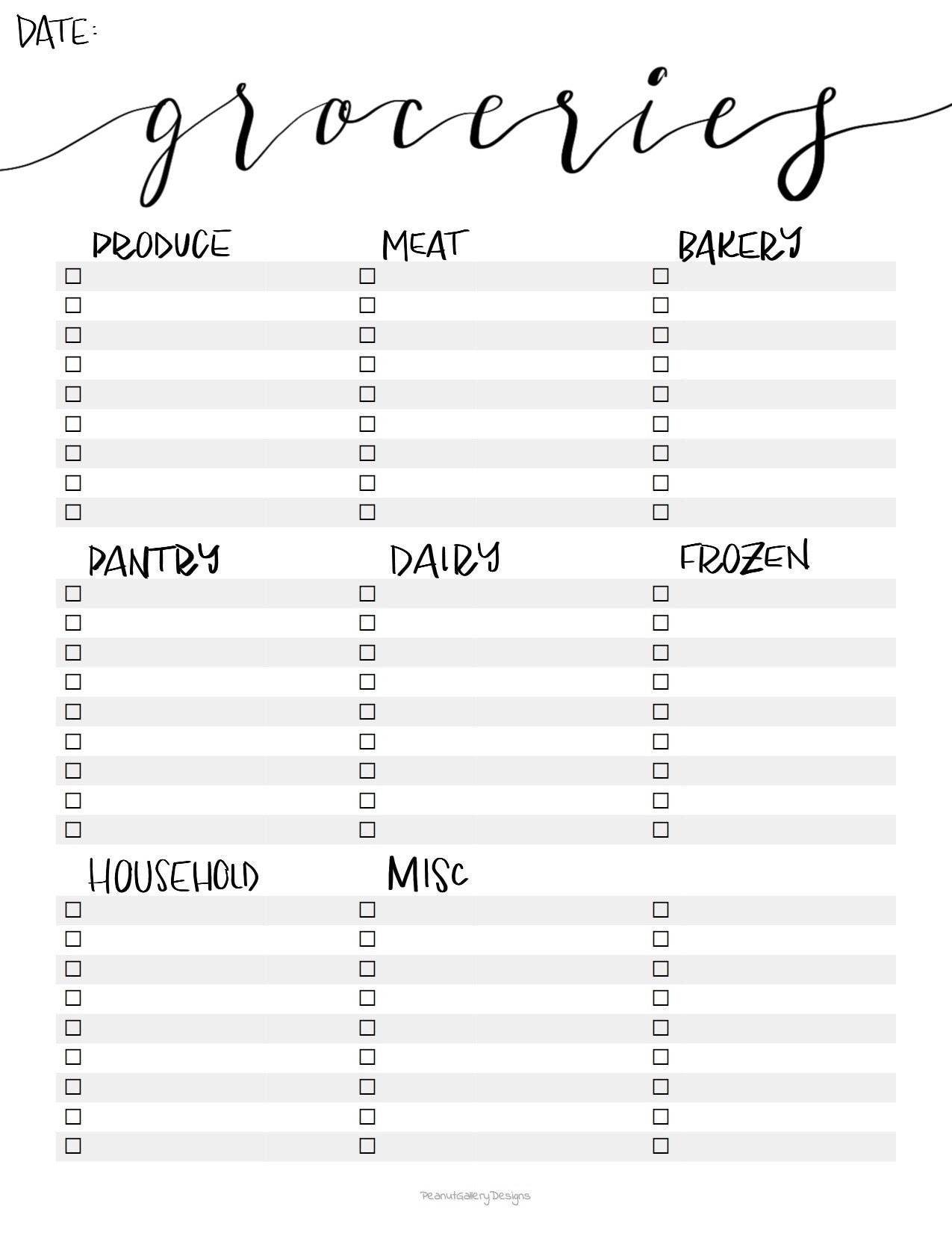 Printable Grocery List Template PDF Instand Download Etsy Ireland