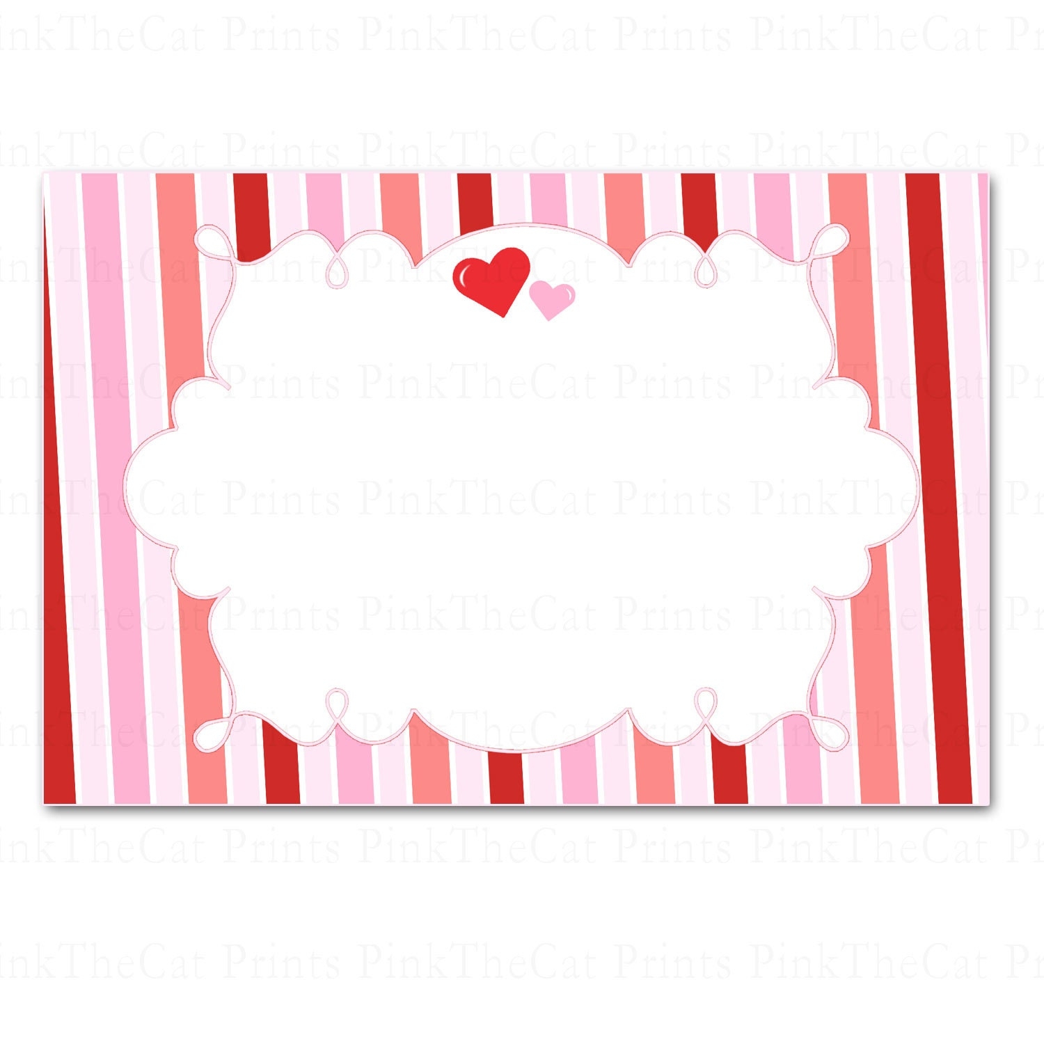Printable Valentines Card Valentines Day Card Template Red Pink Valentines Card Stripes Blank Greeting Card INSTANT DOWNLOAD Etsy