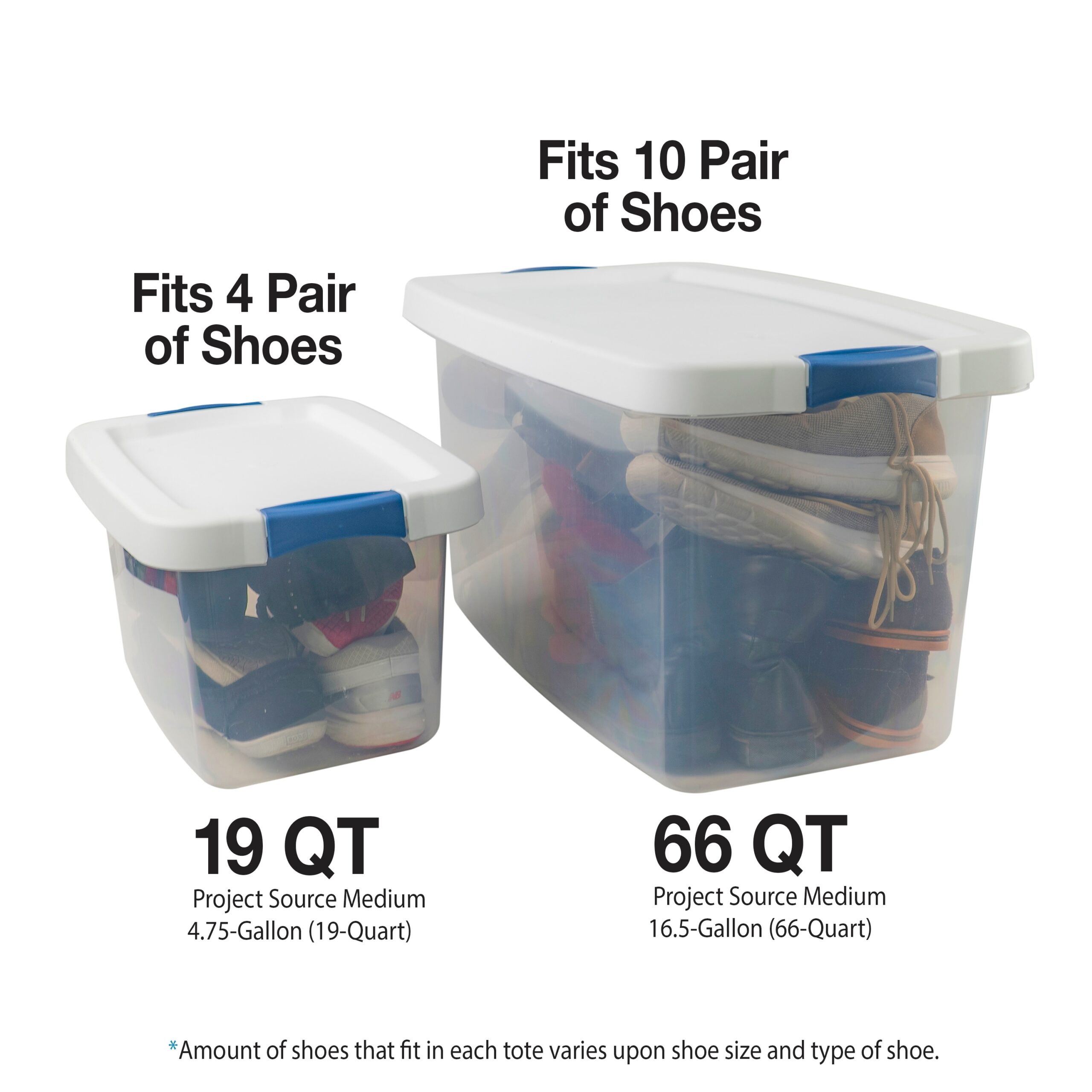 Project Source Medium 16 5 Gallons 66 Quarts Clear Heavy Duty Stackable Tote With Latching Lid In The Plastic Storage Containers Department At Lowes