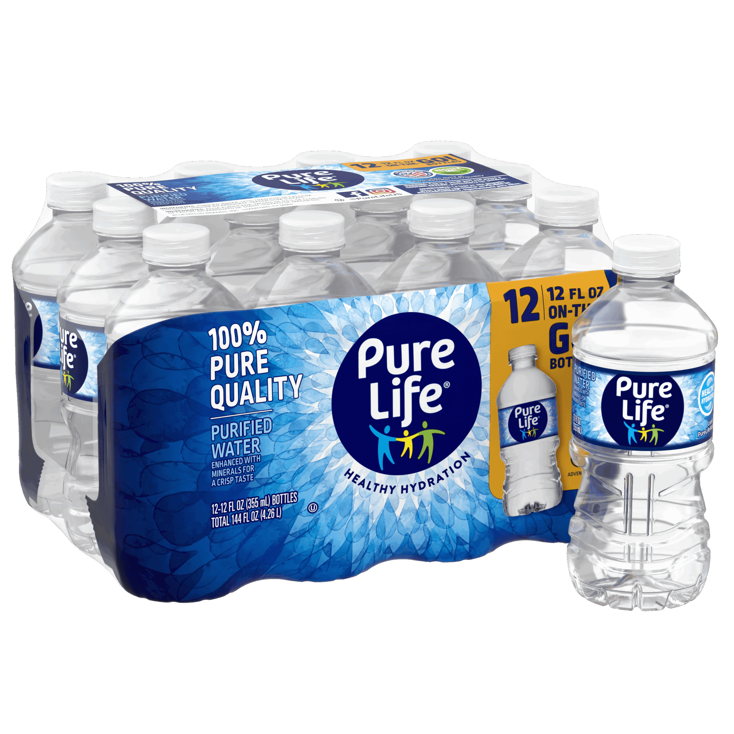 Pure Life Brandclub Pure Life Purified Water 12 Fl Oz Plastic Bottled Water Pack Of 12