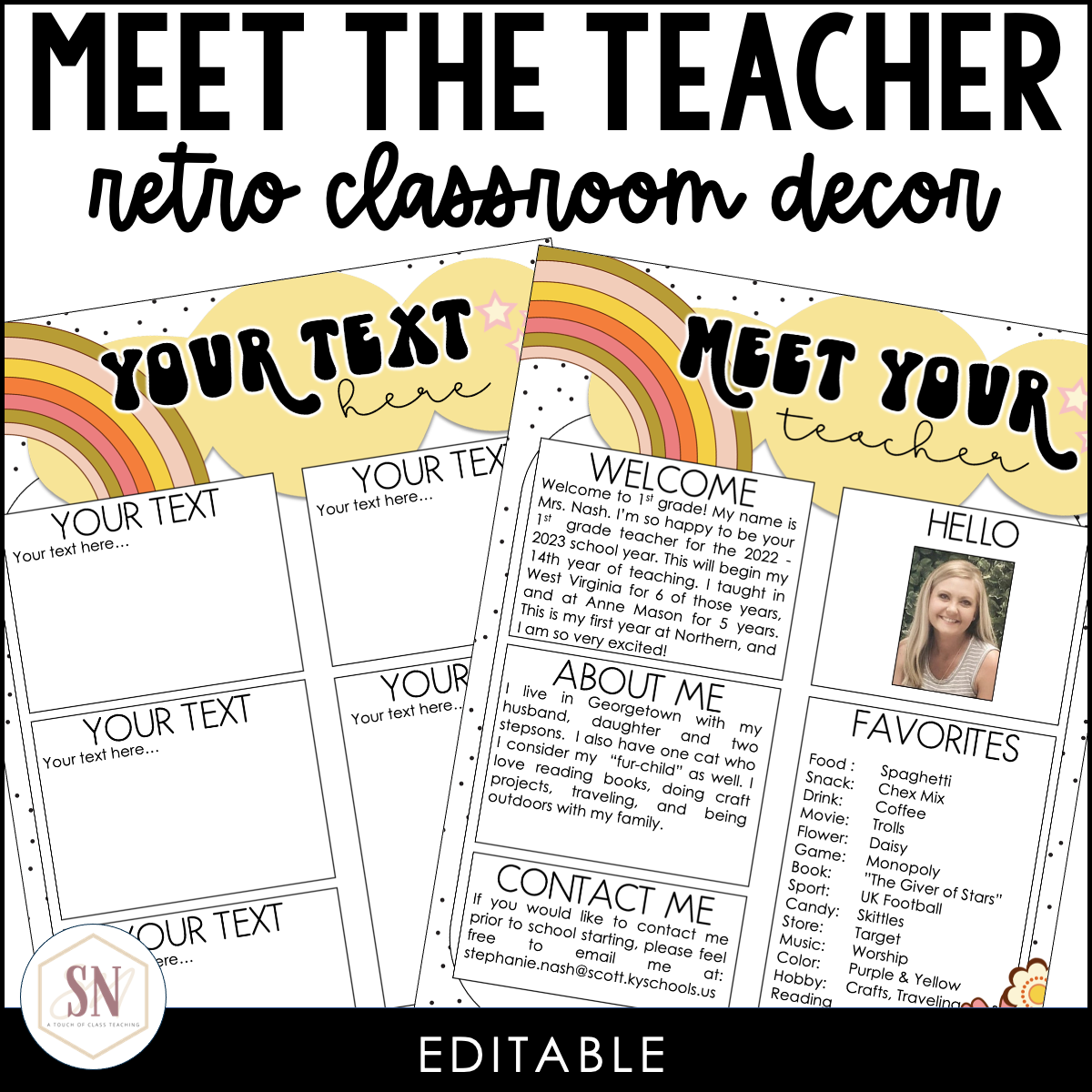 Retro Meet The Teacher Templates A Touch Of Class Teaching