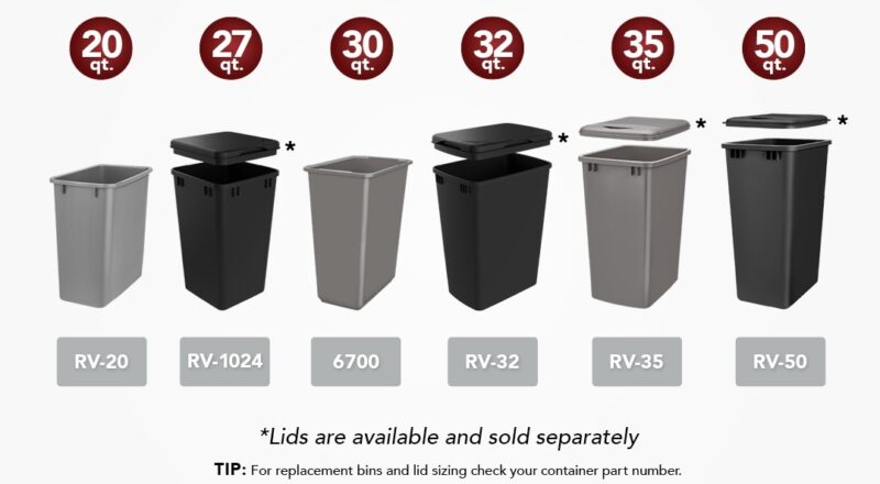 Rev A Shelf 35 Quart White 2 Pack Plastic Indoor Kitchen Lidless Trash Can In The Trash Cans Department At Lowes