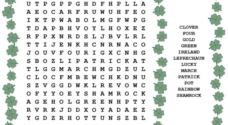 St Patrick s Day Word Search Photokapi