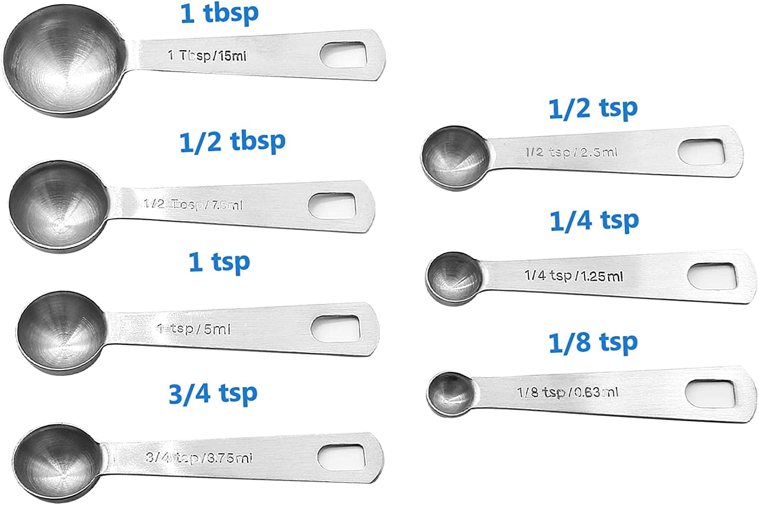 Stainless Steel Measuring Spoons Set Small Measuring Spoon 1 8 Tsp 1 4 Tsp 3 4tsp 1 2 Tsp 1 Tsp 1 2 Tbsp 1 Tbsp Metal Teaspoon Measure Spoon For Dry Or Liquid Ingredients 7 Pcs Walmart ca
