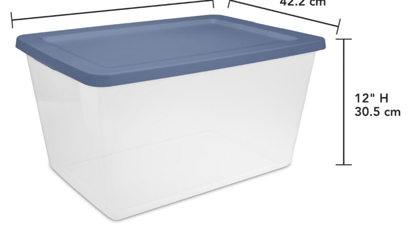 Sterilite 58 Quart Storage Box Clear Plastic Storage Bin With Snap On Lid Blue 8 Count Walmart