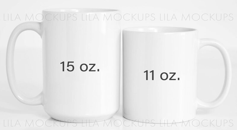 STOCK PHOTO JPG File 15 Oz And 11 Oz Coffee Mugs Mockup Image Two White Coffee Cups Styled Stock Photo Coffee Mug Size Comparison Etsy
