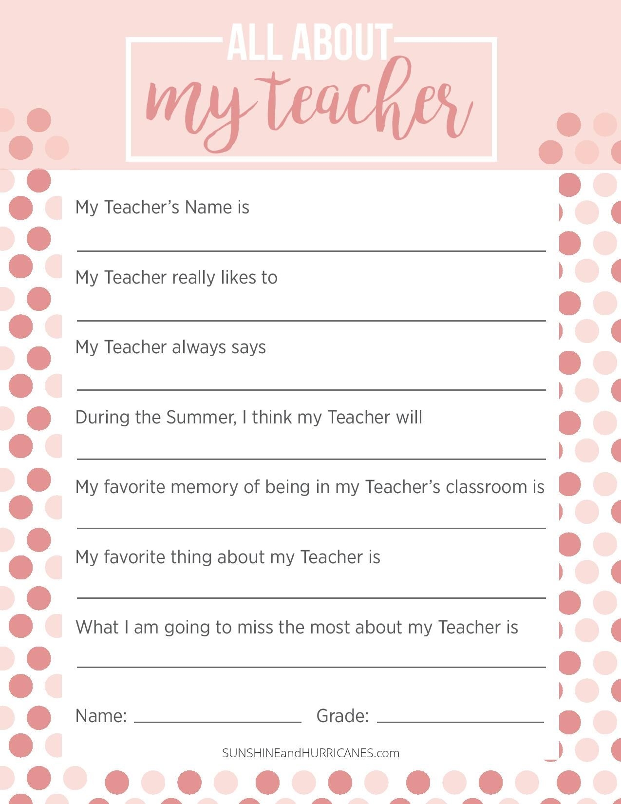 Teacher Appreciation Week FREE Printable All My Good Things Worksheets Library Teacher Appreciation Week FREE Printable All My Good Things Worksheets Library