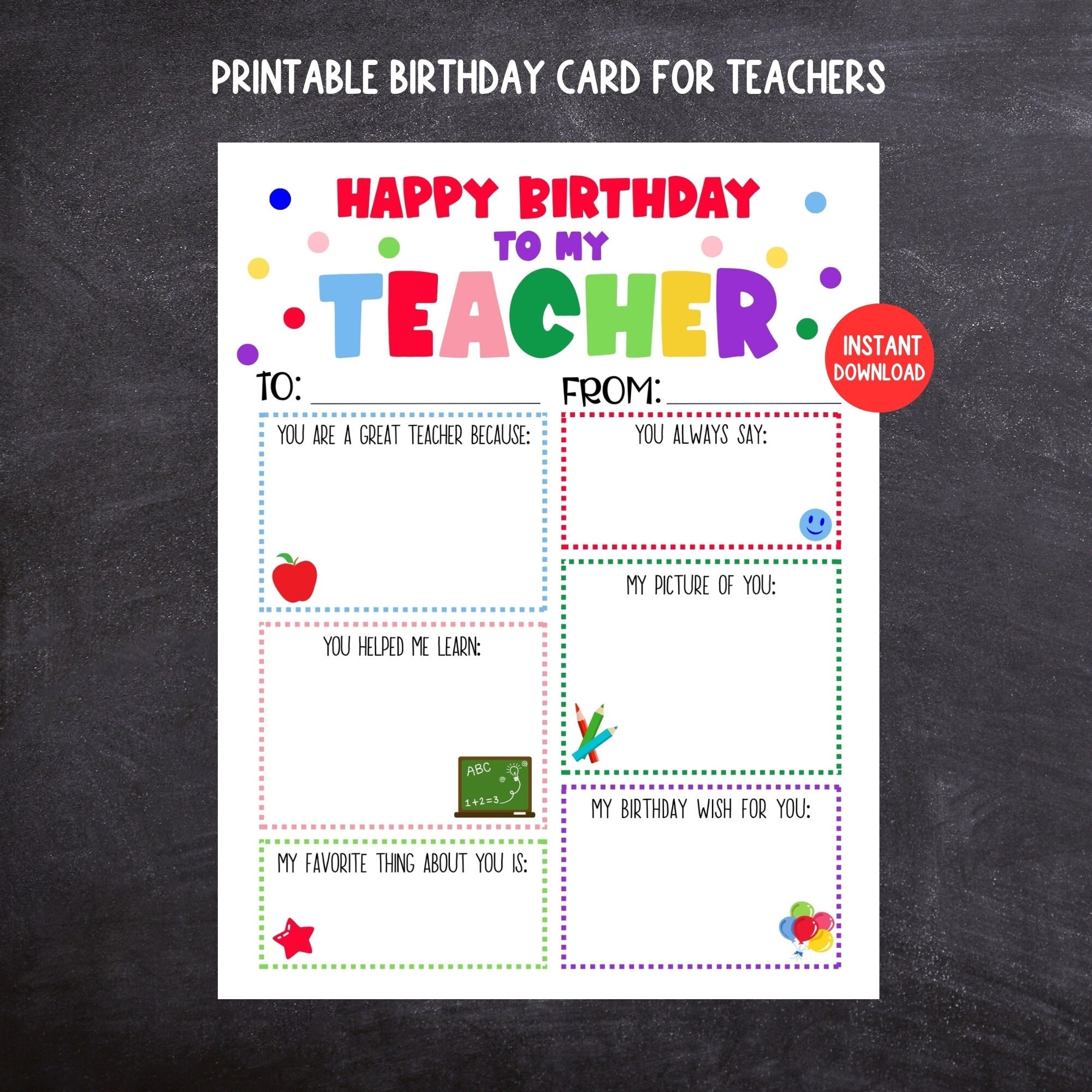 Teacher Birthday Card Printable Kids Birthday Card For Teachers Teacher Keepsake Kids Fill In The Blank Birthday Card For Teacher Etsy Denmark Teacher Birthday Card Printable Kids Birthday Card For Teachers Teacher Keepsake Kids Fill In The Blank Birthday Card For Teacher Etsy Denmark