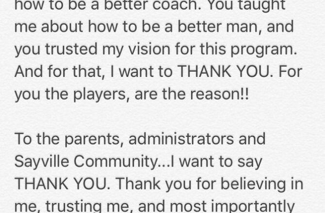 Thank You Letter From Coach To Players