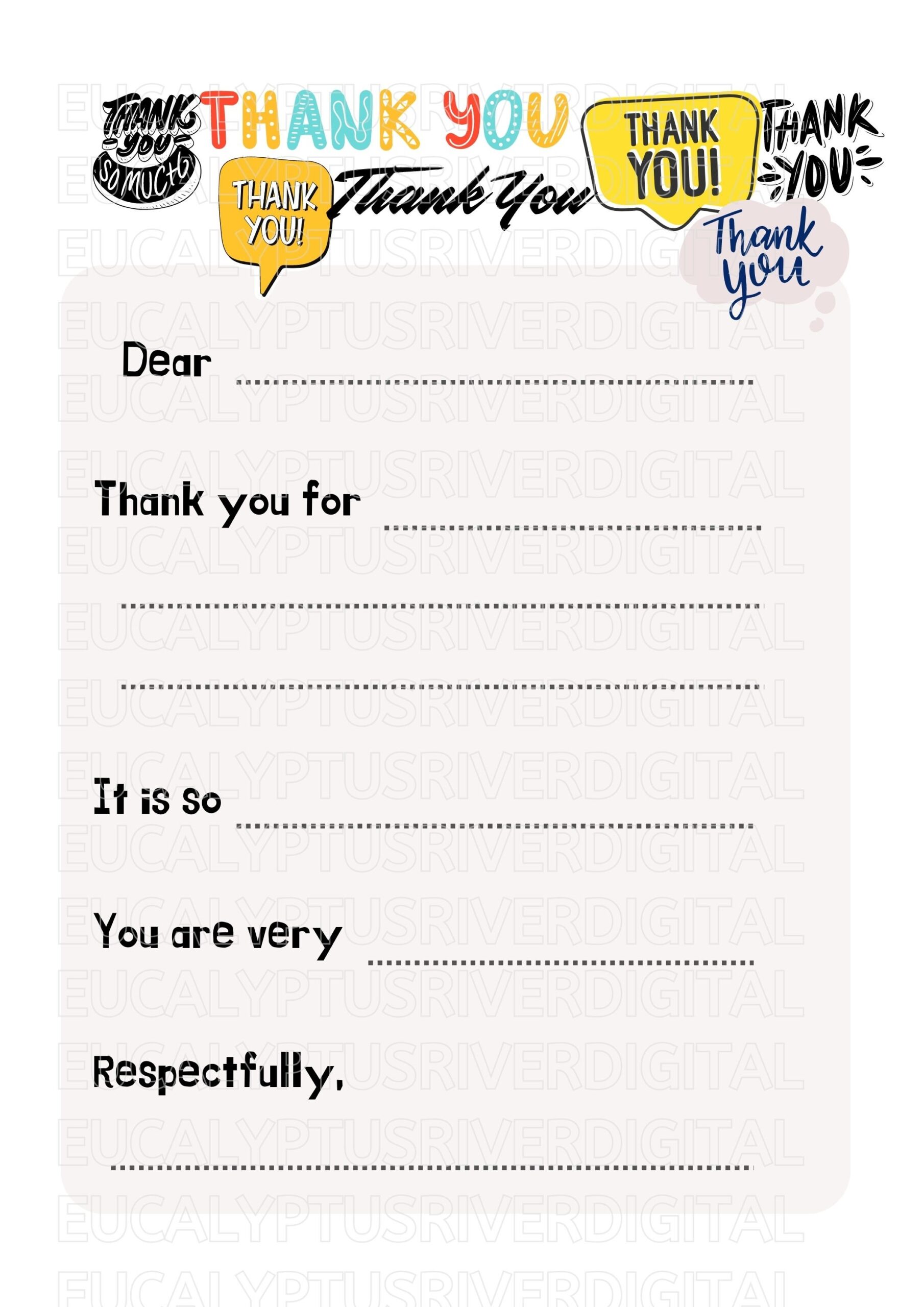 Thank You Letter Template Children Thank You Kid Thank You Etsy