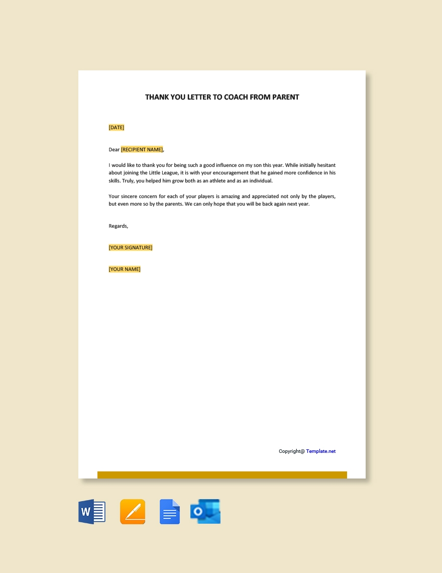 Thank You Letter To Coach From Parent In Google Docs Pages Word Outlook PDF Download Template Thank You Letter To Coach From Parent In Google Docs Pages Word Outlook PDF Download Template