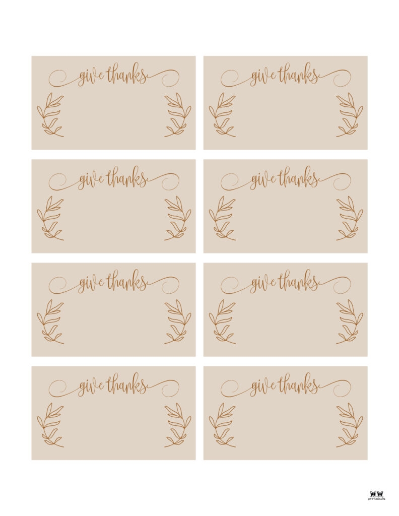 Thanksgiving Place Cards 15 FREE Printable Sets Printabulls