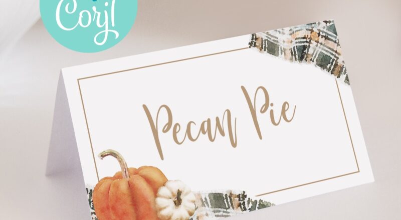 Thanksgiving Place Cards Thanksgiving Food Signs Customizable Food Cards Fall Name Cards Flannel Printable DIY EDITABLE Corjl FGP Etsy