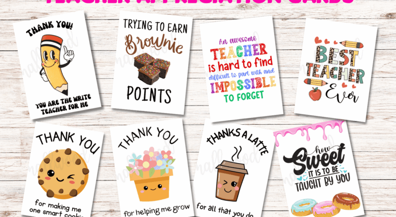 THE BEST Teacher Thank You Cards 21 Free Printables Cassie Smallwood