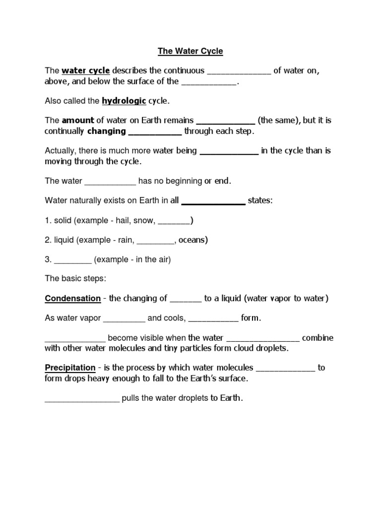 The Water Cycle Fill In Blank Notes PDF Water Cycle Water Vapor Worksheets Library The Water Cycle Fill In Blank Notes PDF Water Cycle Water Vapor Worksheets Library