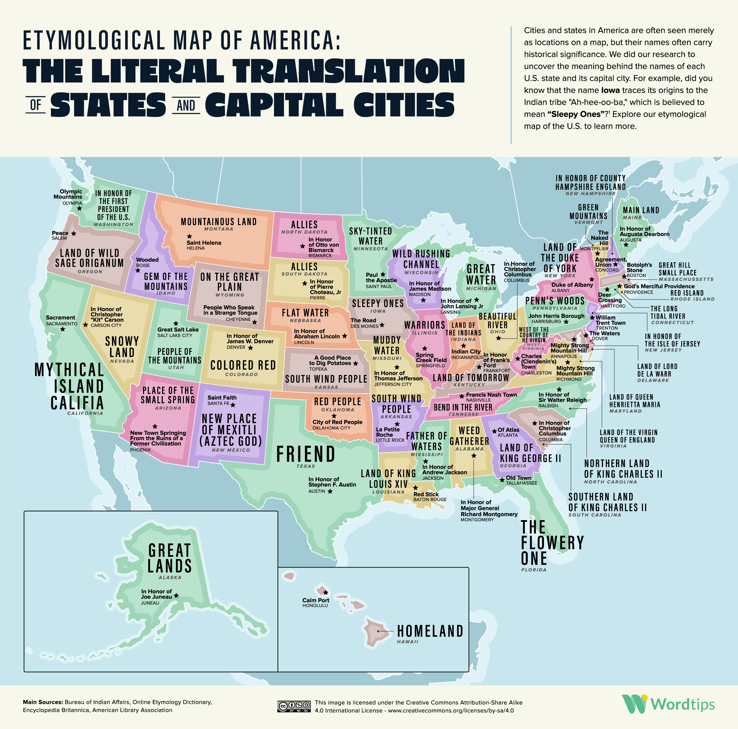 This Map Shows The Literal Translations Of U S Place Names