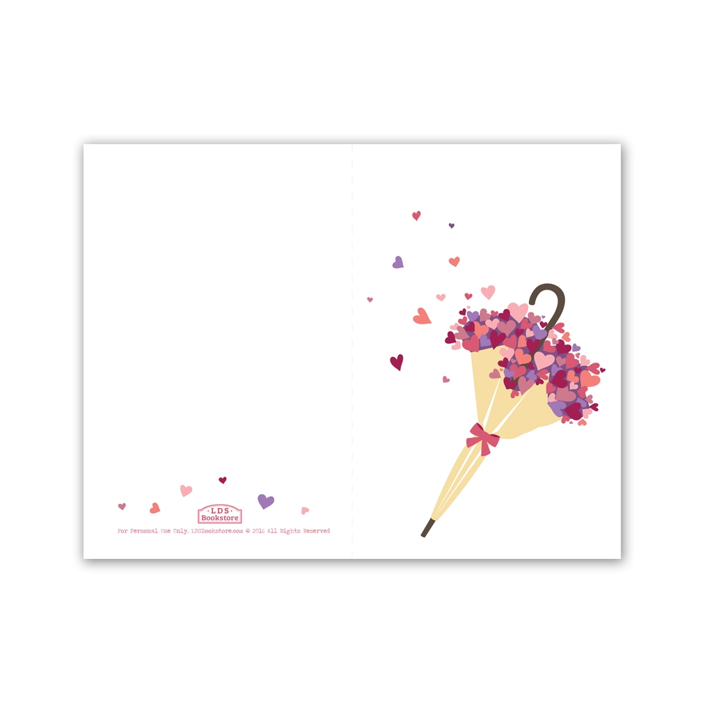 Umbrella Heart Bouquet Valentine s Day Card Digital Download In LDS Valentine s Day Printables On LDSBookstore