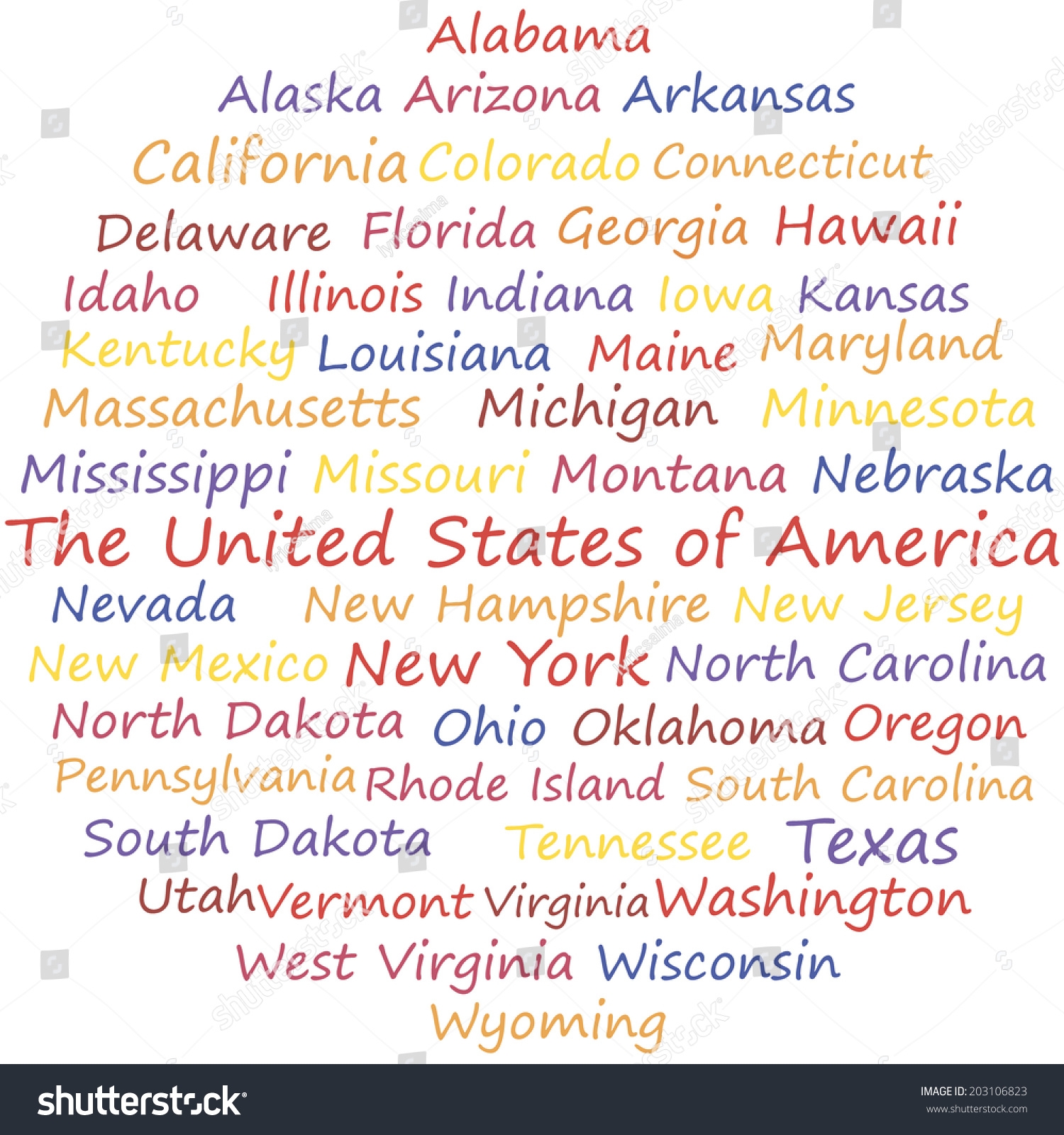 United States America Alphabetical Order Vector Stock Vector Royalty Free 203106823 Shutterstock