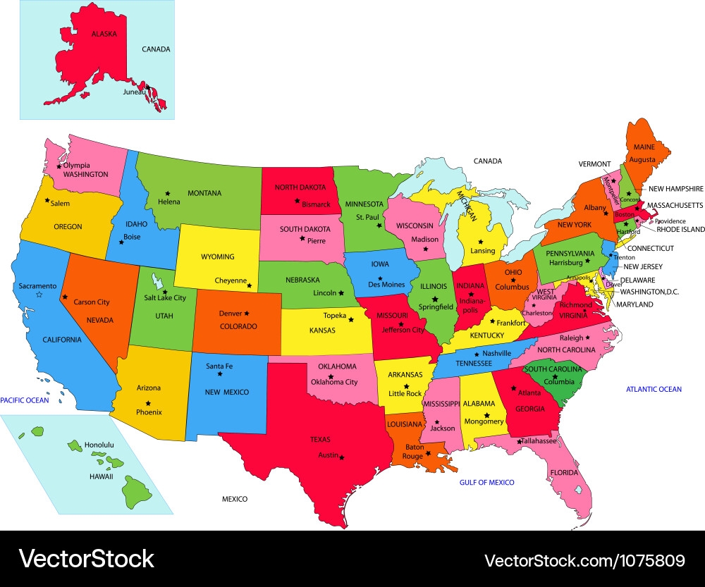 United States Map With State Names Royalty Free Vector Image United States Map With State Names Royalty Free Vector Image