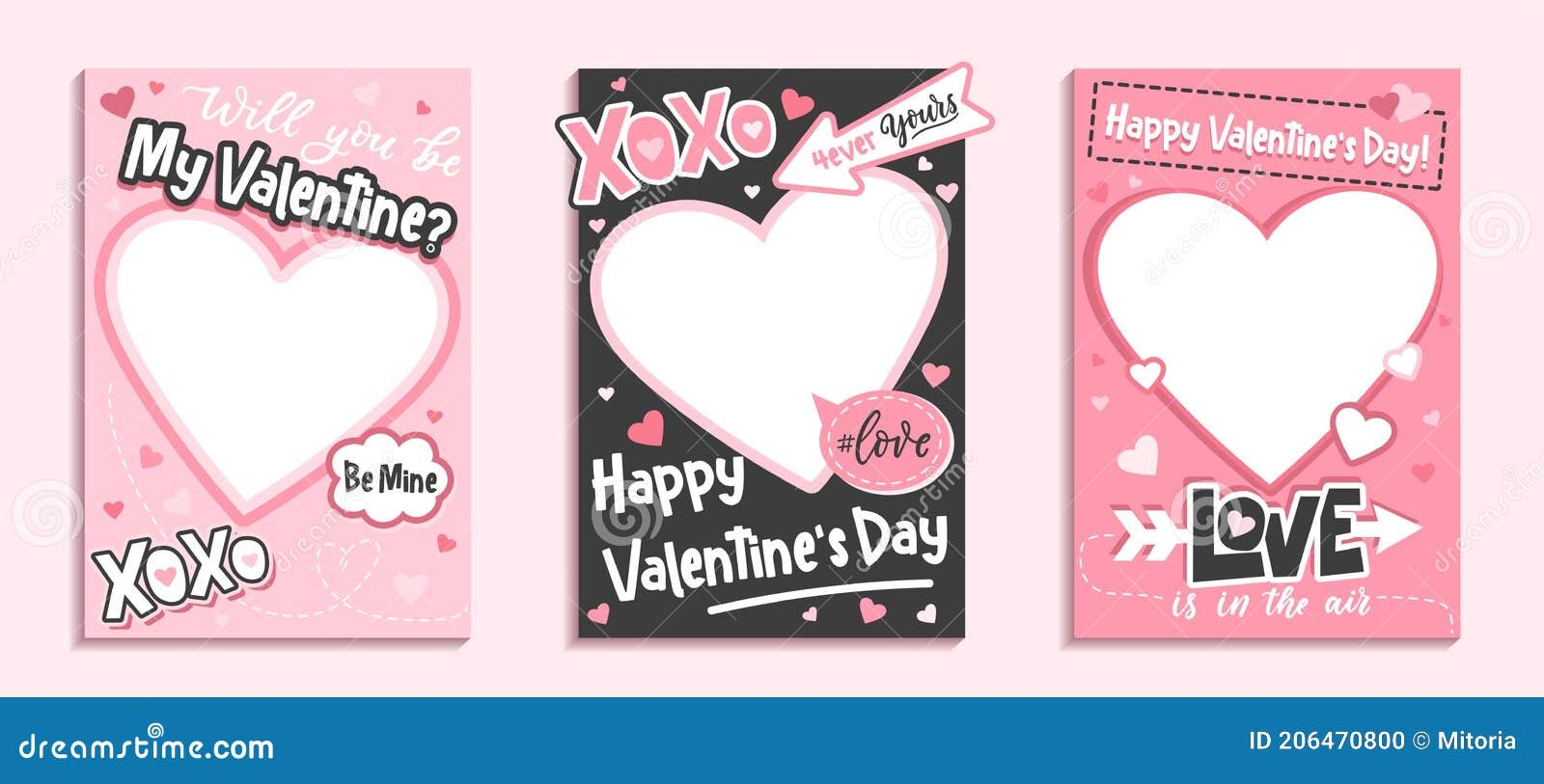 Valentine s Day Colorful Photo Frame And Backgrounds With Pink Hearts And Love Quotes Will You Be My Valentine Printable Photo Stock Vector Illustration Of Pink Icon 206470800