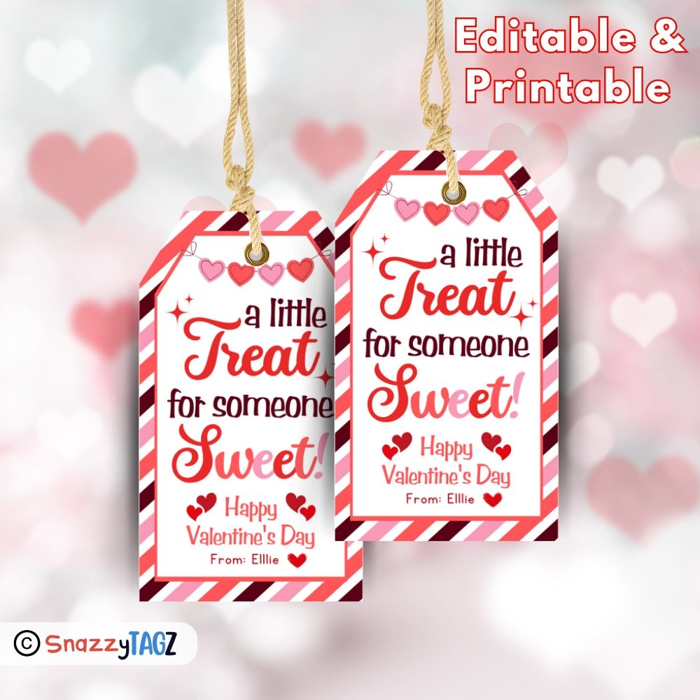 Valentine s Day Tag Sweet Treat Valentine Gift Label Kids School Printable Editable Treat Bags Made By Teachers