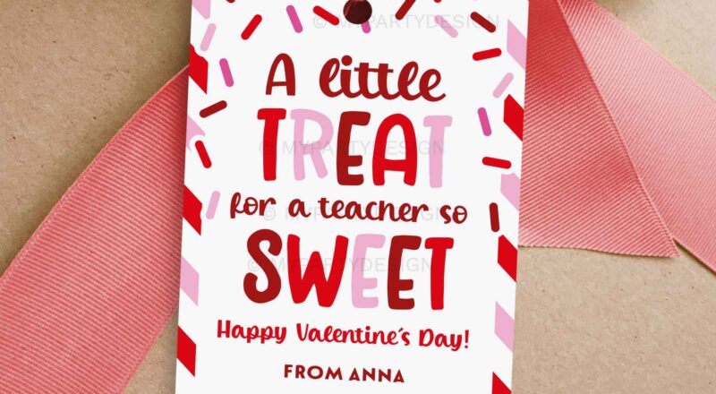 Valentines Treat For A Teacher So Sweet Gift Tag Printable PDF My Party Design